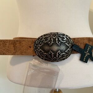Vintage Cole Haan belt Carlen style NWT maroon brown solid metal buckle feminine